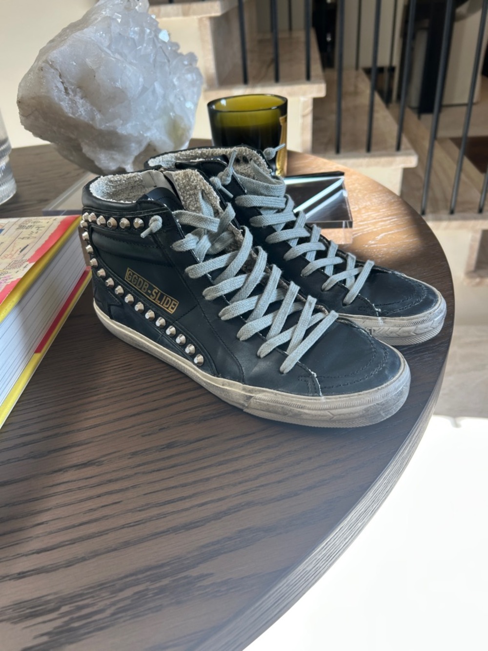 Golden Goose Black Studded High-Top Sneakers